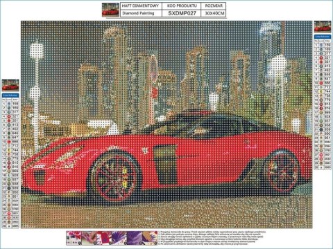 Haft Diamentowy Diamond Painting, SPORTOWY SAMOCHÓD WYŚCIGOWY 40x30cm