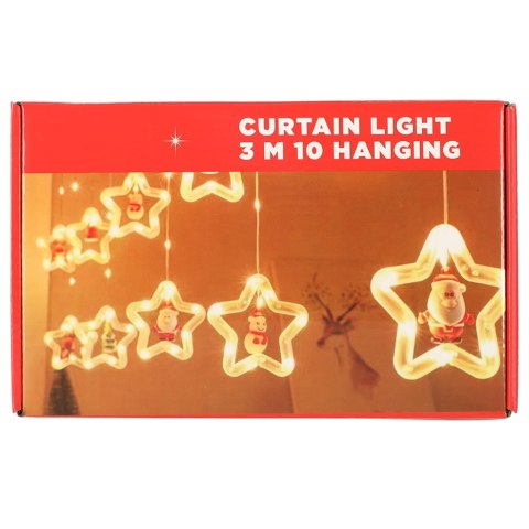 Lampki LED kurtyna z figurkami Boże Narodzenie 3m 125LED 10 żarówek ciepły biały zasilanie sieciowe
