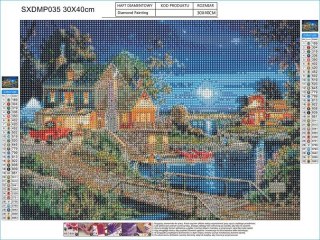 Haft Diamentowy GOSPODARSTWO NOCĄ Mozaika Diamentowa Diamond Painting 40x30