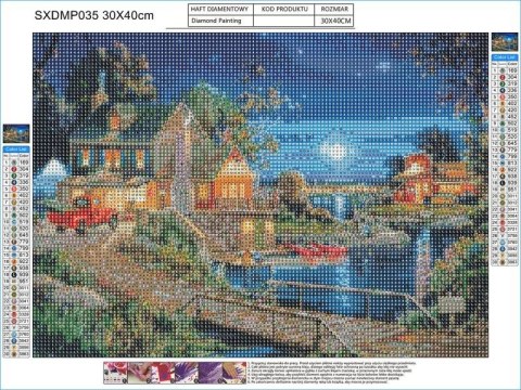 Haft Diamentowy GOSPODARSTWO NOCĄ Mozaika Diamentowa Diamond Painting 40x30