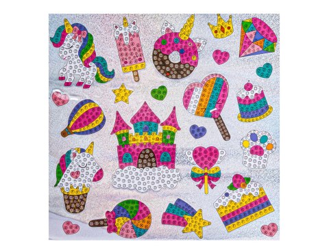 Haft Diamentowy Mozaika Diamentowa Naklejki JEDNOROŻCE ZAMEK SŁODYCZEZestaw 23 Naklejek