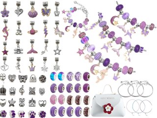 Zestaw Do Robienia Biżuterii Bransoletek Charmsy, 66el. + Kosmetyczka