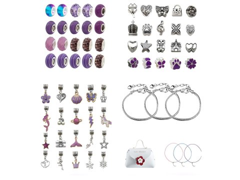 Zestaw Do Robienia Biżuterii Bransoletek Charmsy, 66el. + Kosmetyczka