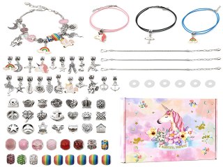 Zestaw Do Robienia Biżuterii Bransoletek Charmsy Jednorożec DIY