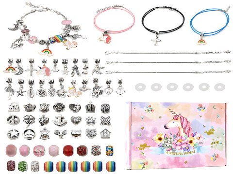 Zestaw Do Robienia Biżuterii Bransoletek Charmsy Jednorożec DIY