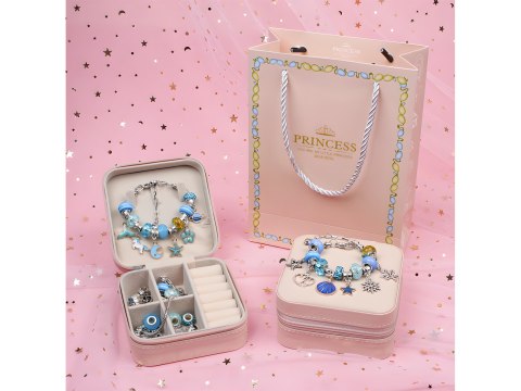 Zestaw Do Robienia Biżuterii Bransoletek Charmsy odcień niebieski + Kuferek