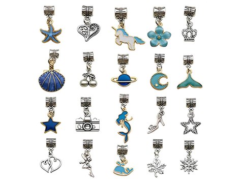 Zestaw Do Robienia Biżuterii Bransoletek Charmsy odcień niebieski + Kuferek