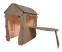 Domek drewniany dla dzieci z tablicą i stolikiem